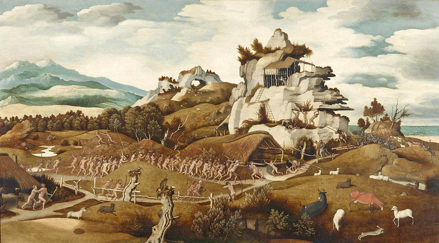 Landscape with an Episode from the Conquest of America Painting by Jan Mostaert