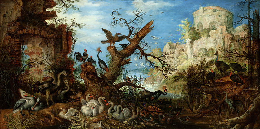 Bird Painting - Landscape with Birds by Roelandt Savery