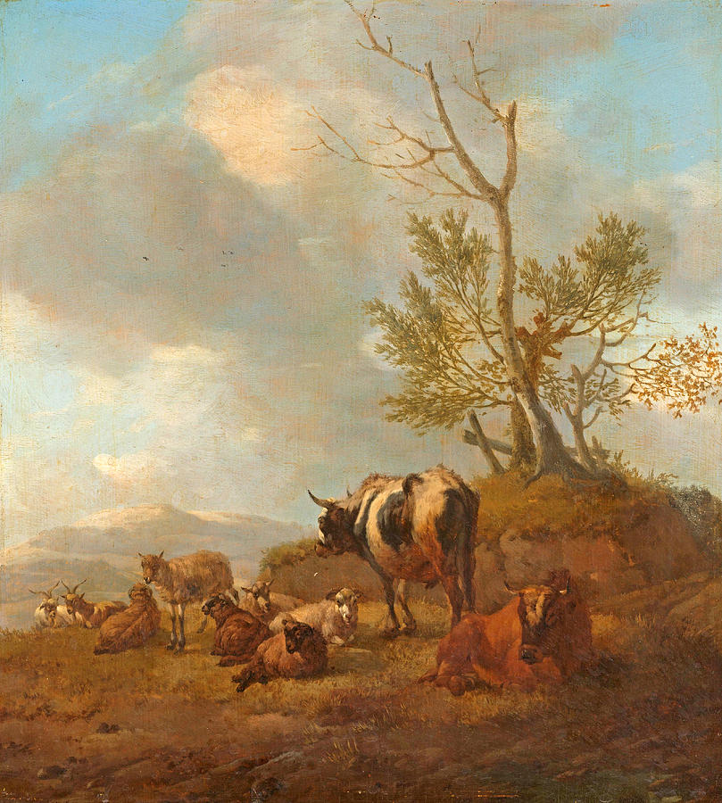 Landscape with cattle Painting by Willem Romeyn