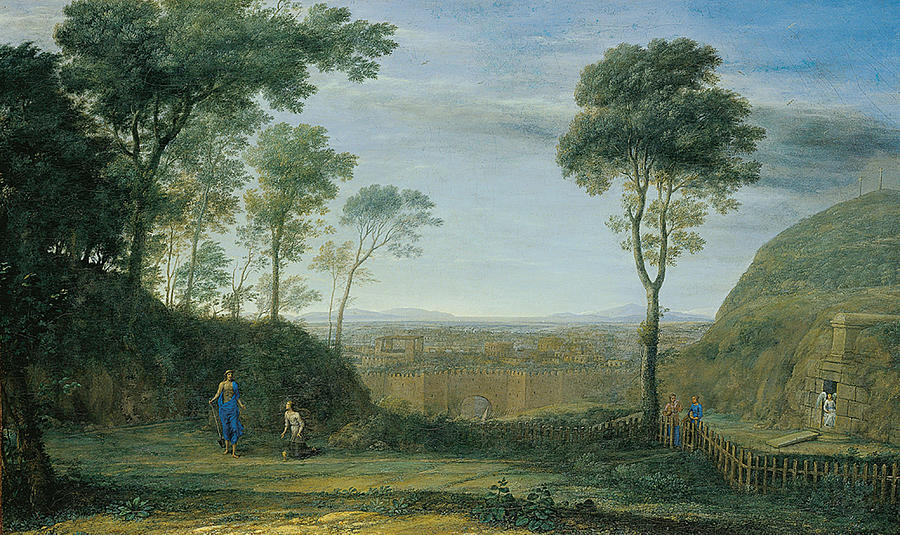 Claude Lorrain Painting - Landscape with Christ appearing to St  Mary Magdalene  Noli me tangere   by Claude Lorrain
