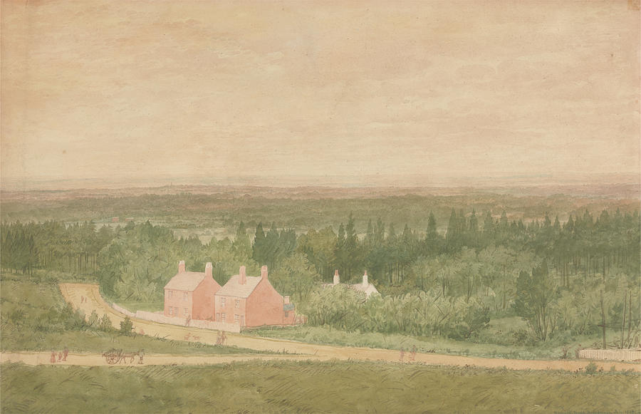 Landscape with Cottages, Broadmoor Drawing by Richard Dadd