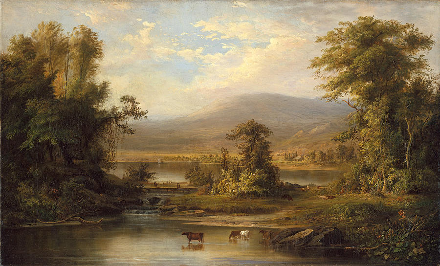 Landscape with Cows Watering in a Stream Painting by Robert Scott Duncanson