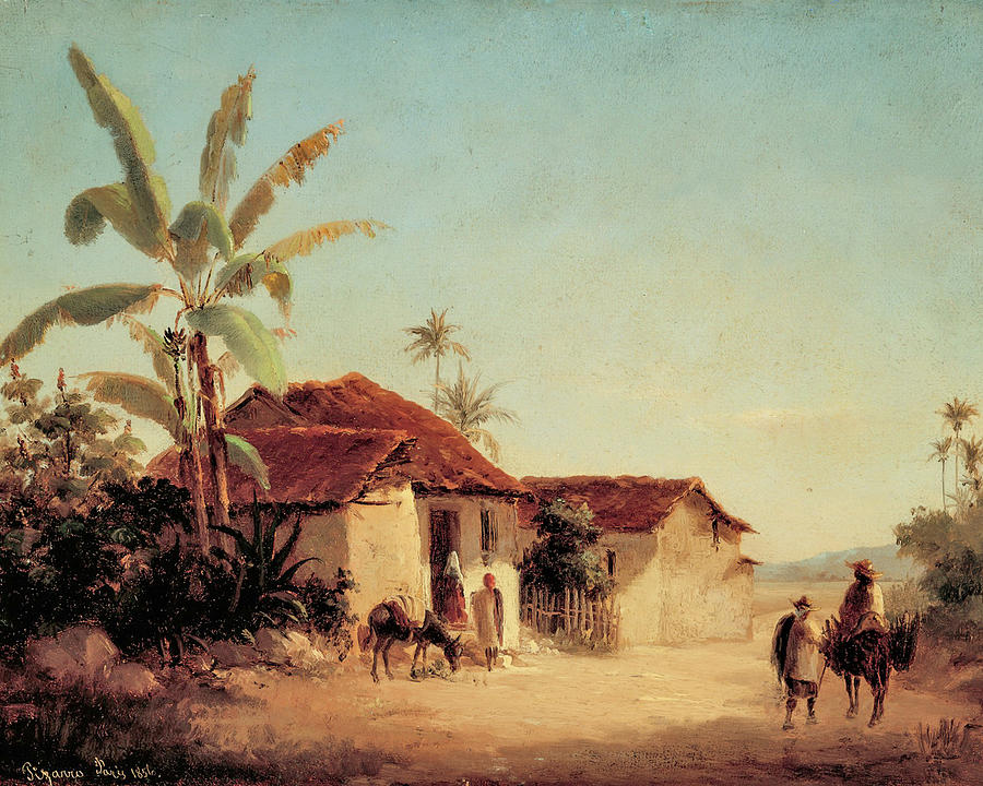 Camille Pissarro Painting - Landscape with Farmhouses and Palm Trees by Camille Pissarro