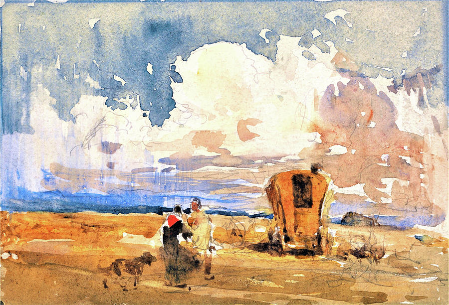 David Cox Painting - Landscape with Gypsies and Wagon - Digital Remastered Edition by David Cox