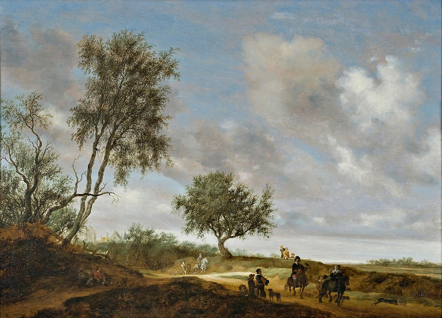 Landscape with Hunting Party Painting by Salomon van Ruysdael