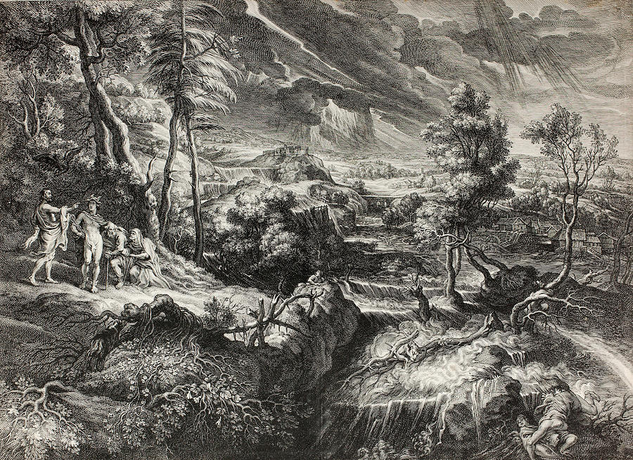 Landscape with Philemon and Baucis, from Large Landscapes Relief by Schelte a Bolswert