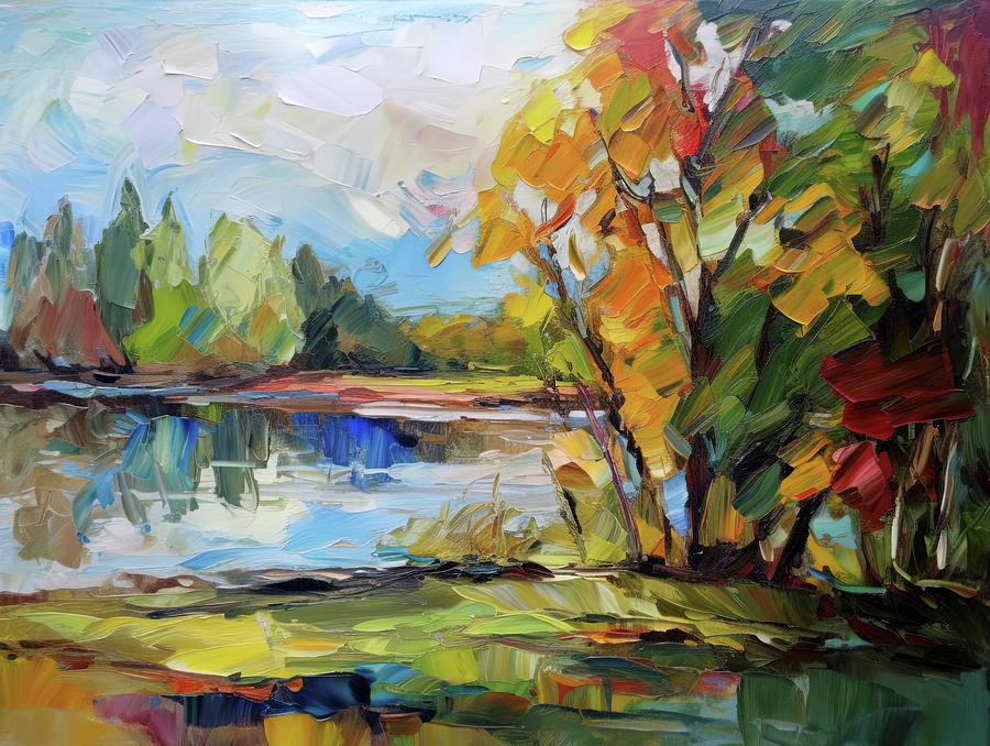 Landscape With River X Painting by Nikola Durdevic - Fine Art America