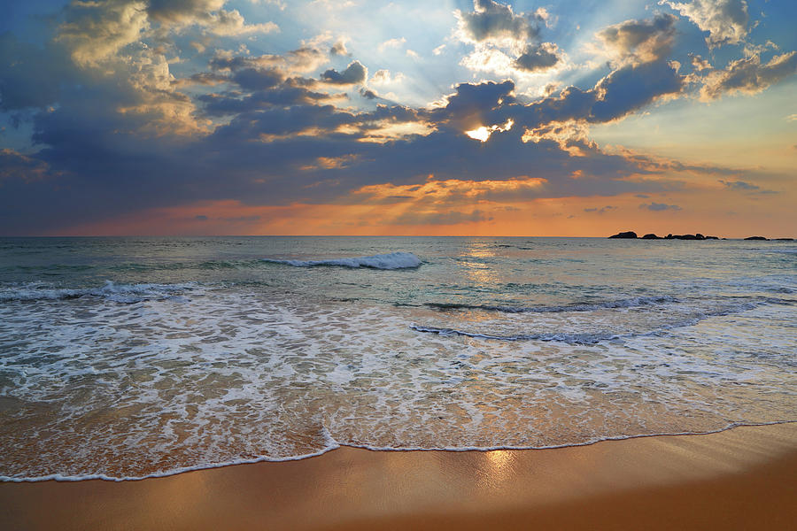 Landscape With Sea Sunset On Beach Photograph by Mikhail Kokhanchikov