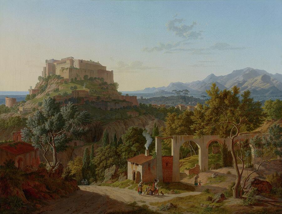 Castle Painting - Landscape with the Castle of Massa di Carrara  by MotionAge Designs