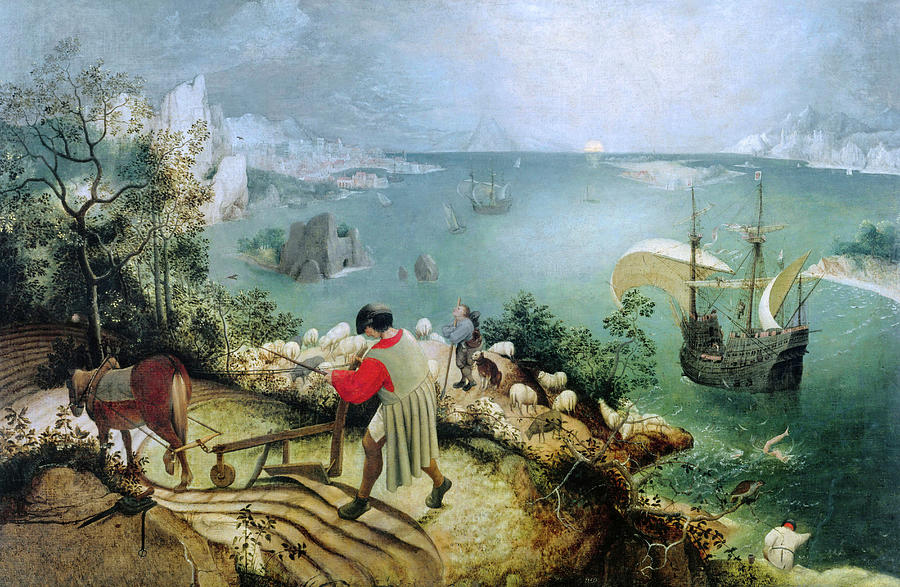 Landscape With the Fall of Icarus by Pieter Bruegel the Elder 1558 Painting by Pieter Bruegel the Elder