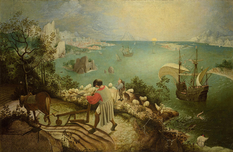 Landscape With The Fall Of Icarus Painting By Pieter Bruegel The Elder   Landscape With The Fall Of Icarus Pieter Bruegel The Elder After 