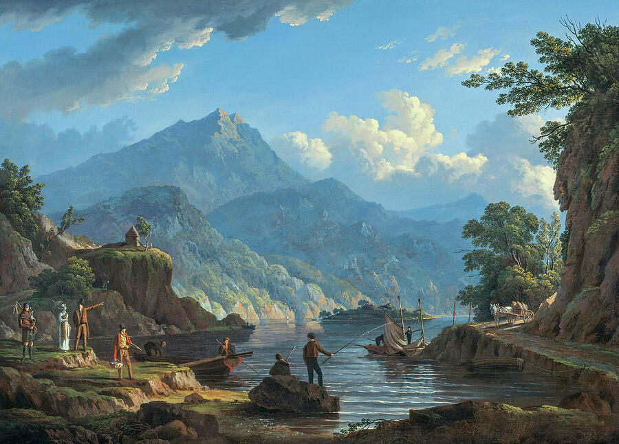 Landscape with Tourists at Loch Katrine by John Knox 1815 Painting by John knox Landscape with Tourists at Loch Katrine by John Knox 1815 Painting by John knox