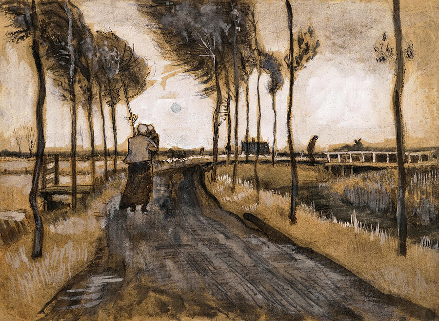 Landscape With Woman Walking 1883 Painting By Vincent Van Gogh Fine