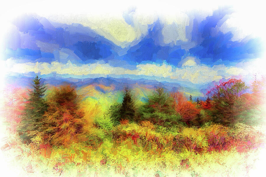 Landscapes and mountains Blue Ridge Rainbow Autumn ap 1213 Painting by Dan Carmichael