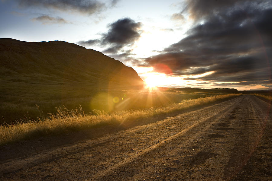 Landscapes of iceland with sunset Photograph by Santi Rodriguez