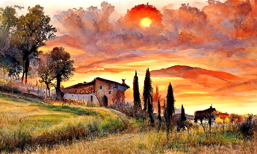 Landscapes of Tuscany, 12 Painting by AM FineArtPrints