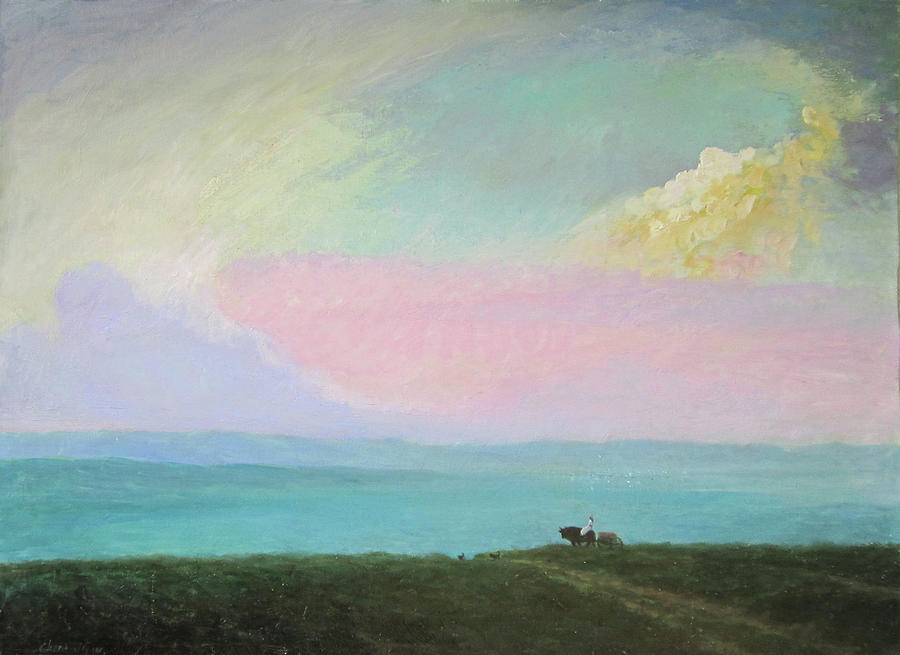 Landscappe Morning Painting by Ji-qun Chen