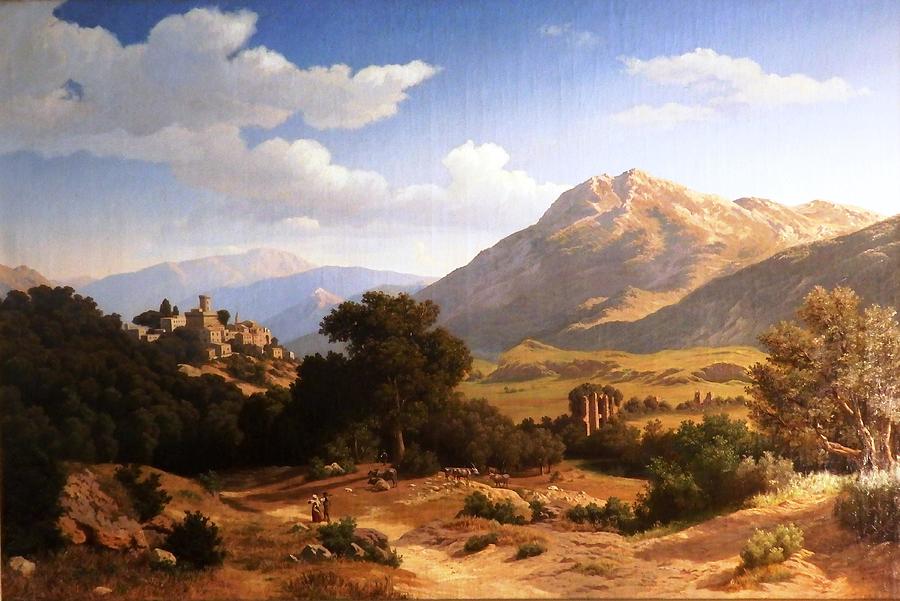 Mountain Painting -  Landschaft in den Sabiner Bergen Landscape in the Sabine Mountains by Arnold Overbeck