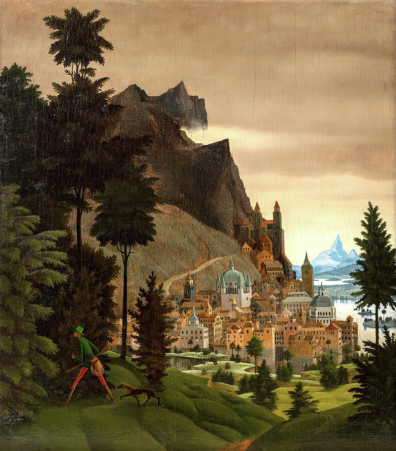 Landschaft mit Jager - Landscape with Hunter Painting by Franz Sedlacek