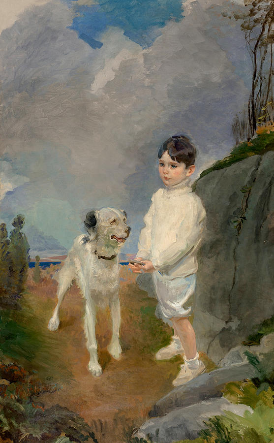 Lane Lovell and His Dog Painting by Cecilia Beaux
