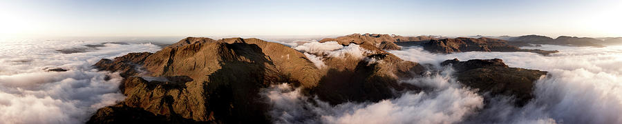 Langdale and Old man of Coniston Aerial Cloud Inversion Lake District Photograph by Sonny Ryse