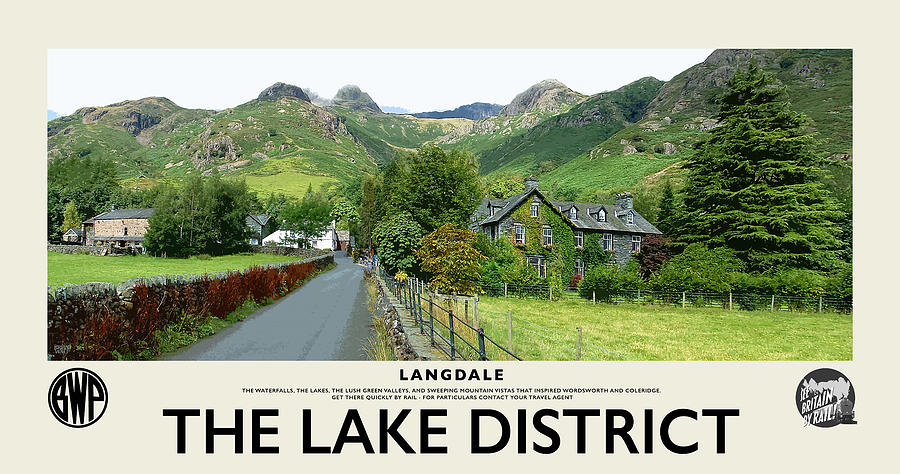 Langdale Lake District Destination Cream Railway Poster Photograph by Brian Watt