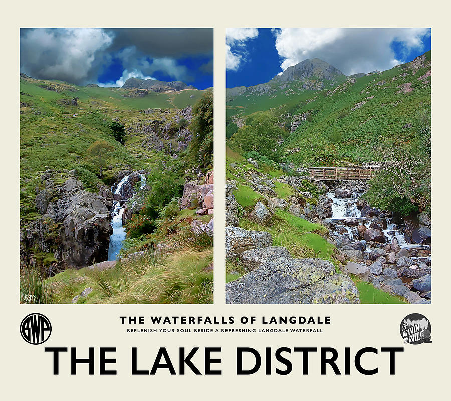 Langdale Waterfalls Cream Railway Poster Photograph by Brian Watt