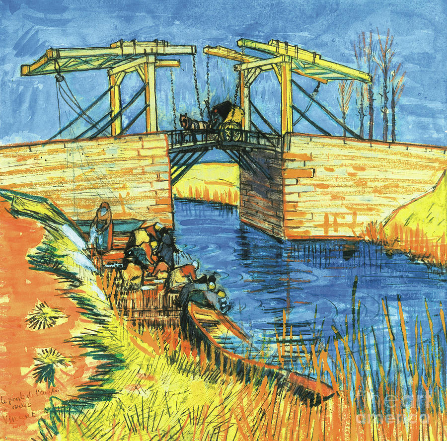 Langlois Bridge, Le Pont de Langlois a Arles, 1888 by van gogh Painting by Vincent Van Gogh