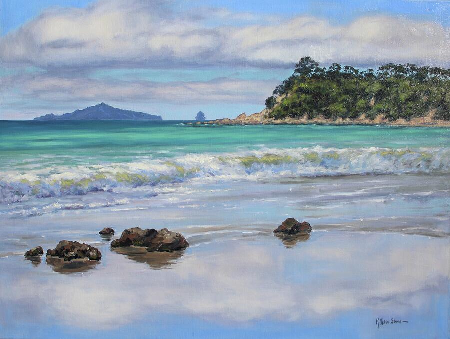 Mangawhai Painting - Langs Beach, New Zealand by Kristen Olson Stone