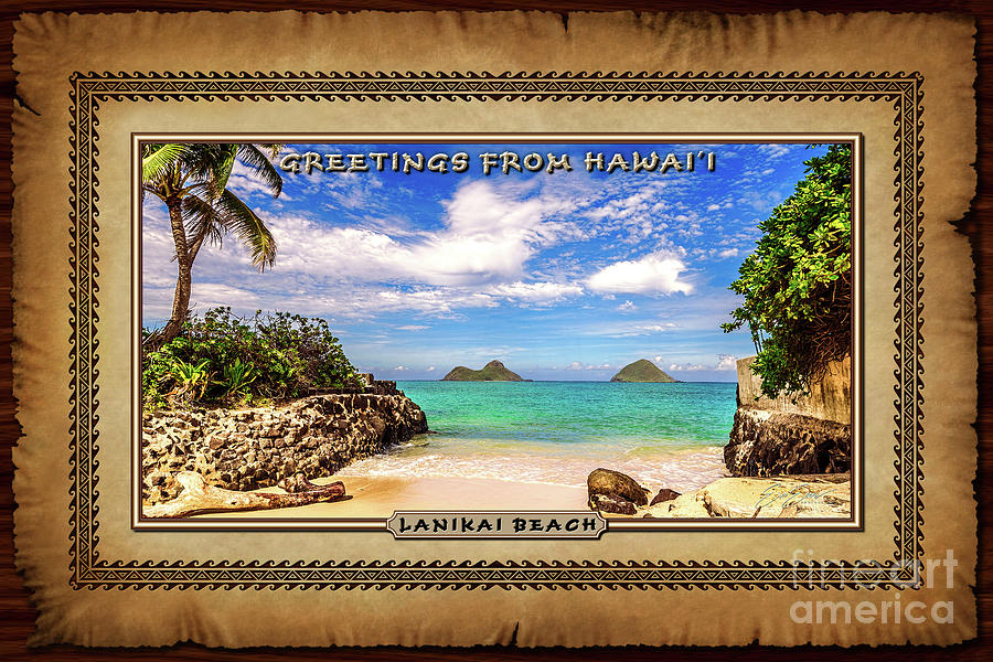 Lanikai Beach Cove Hawaiian Style Postcard Photograph by Aloha Art
