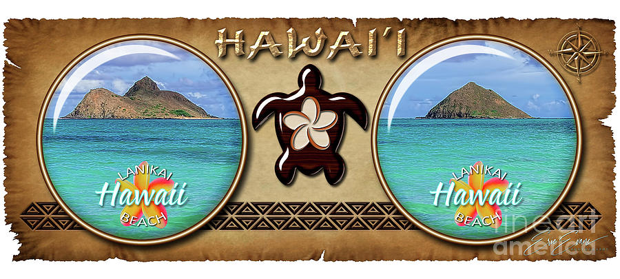 Lanikai Beach Oahu Hawaii Mokes 1 and 2 Seperate Hawaiian Style Coffee Mug Design Photograph by Aloha Art