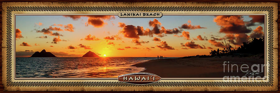 Lanikai Beach Orange Sunrise Hawaiian Style Panoramic Photograph Photograph by Aloha Art