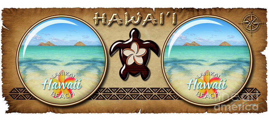 Lanikai Beach Palm Tree Shadows Hawaiian Style Coffee Mug Design Photograph by Aloha Art