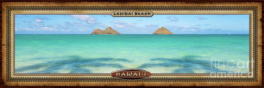 Lanikai Beach Palm Tree Shadows Hawaiian Style Panoramic Photograph Photograph by Aloha Art