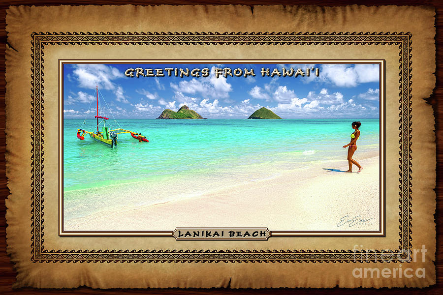 Lanikai Beach Paradise Hawaiian Style Postcard Photograph by Aloha Art