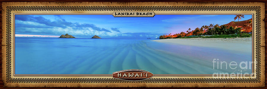 Lanikai Beach Ripples in the Sand Hawaiian Style Panoramic Photograph Photograph by Aloha Art