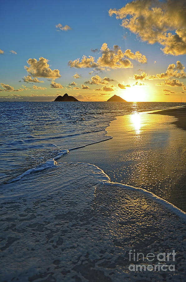 Lanikai Beach Sunrise Foamy Waves Photograph by Aloha Art