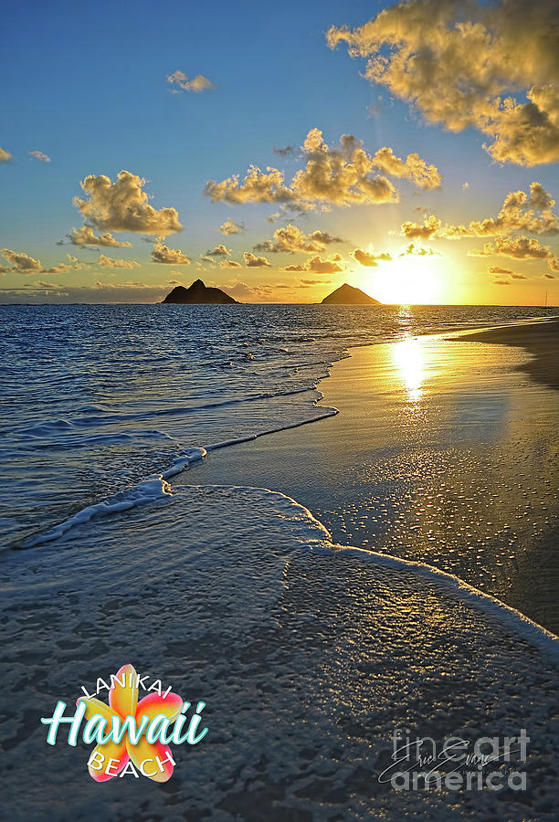 Lanikai Beach Sunrise Foamy Waves Post Card Photograph by Aloha Art