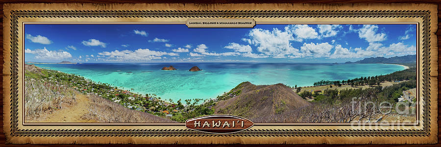 Lanikai Bellows and Waimanalo Beaches Hawaiian Style Panoramic Photograph Photograph by Aloha Art