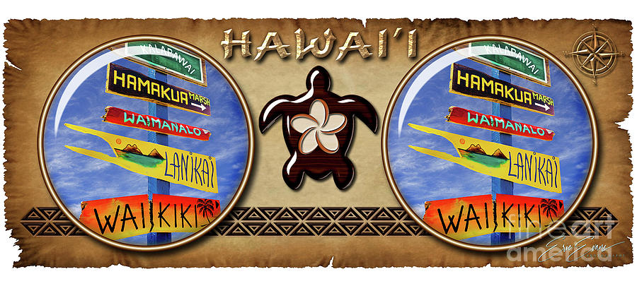 Lanikai Kailua Waikiki Beach Signs Hawaiian Style Coffee Mug Design Photograph by Aloha Art