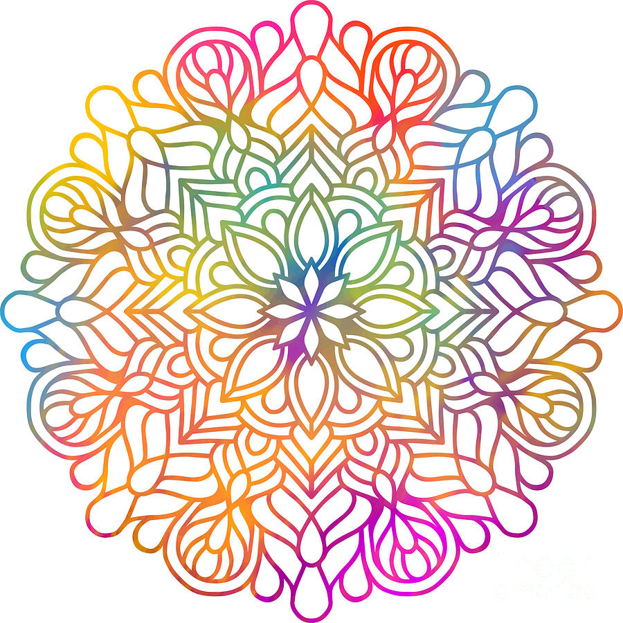 Lanjalan - Colorful Vibrant Rainbow Mandala Pattern Digital Art by Sambel Pedes