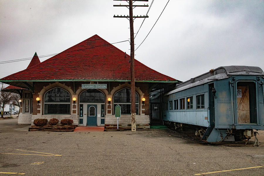 Lansing Michigan Antique Train Depot and Car Photograph by Eldon McGraw
