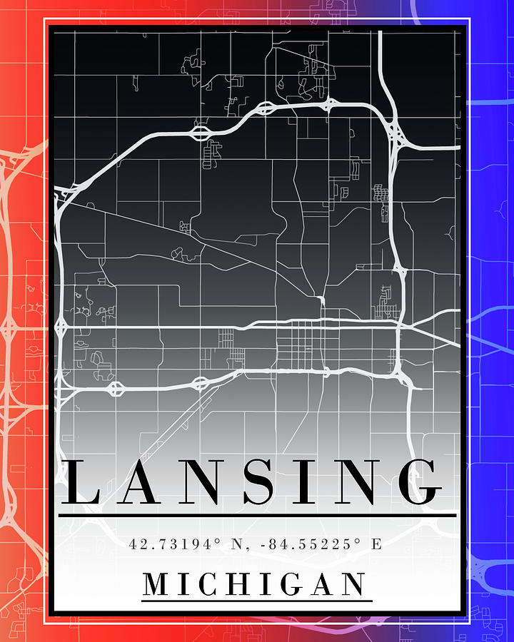 Lansing Michigan Street Map Patriotic Digital Art by Dan Sproul