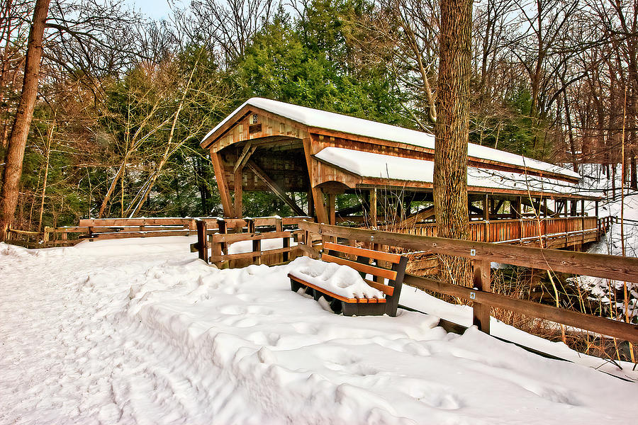 Architecture Photograph - Lantermans Covered Bridge in the Snow by Marcia Colelli