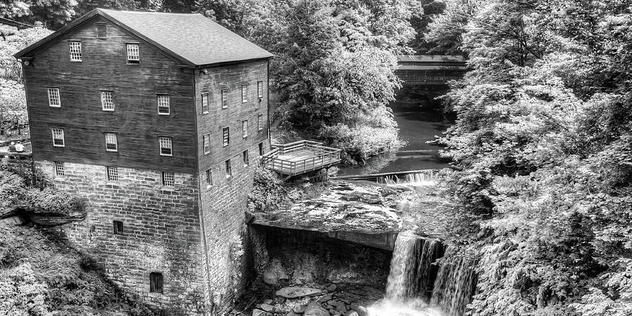 Lantermans Mill Memories Along Mill Creek - Monochrome Panorama Photograph by Gregory Ballos Lantermans Mill Memories Along Mill Creek - Monochrome Panorama Photograph by Gregory Ballos