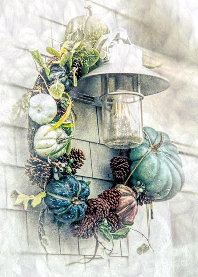 Lantern and wreath  Photograph by Janice Drew