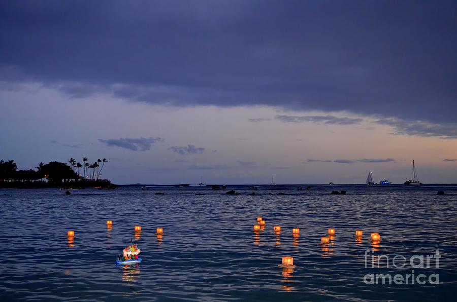 Honolulu Photograph - Lantern Floating Ceremony After Dark - 2 by Mary Deal