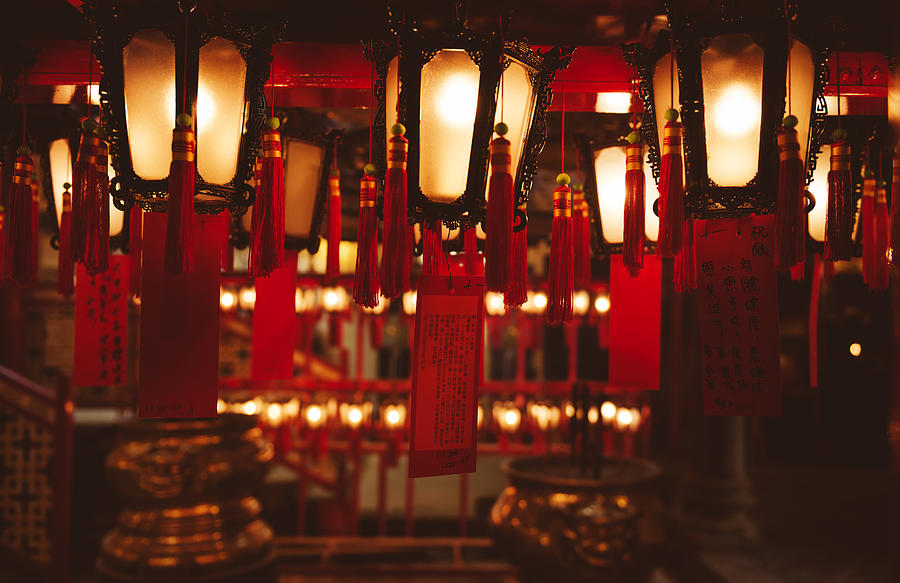Lanterns in Man Mo temple in Sheung Wan-Hong Kong Photograph by Volanthevist