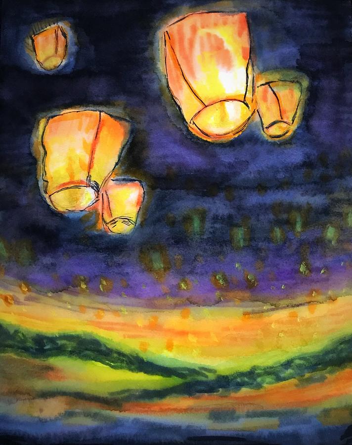 Lanterns Of Light Painting by Sarah Murphy - Pixels