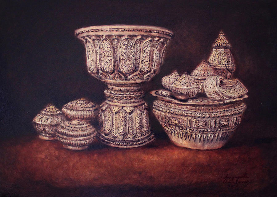 Lao Silver Painting by Sompaseuth Chounlamany